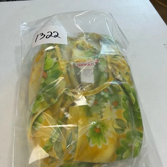 Vintage Sears Hawaii Dress Womens 10 Maxi Yellow Floral Muumuu Tropical Beach - Picture 14 of 14